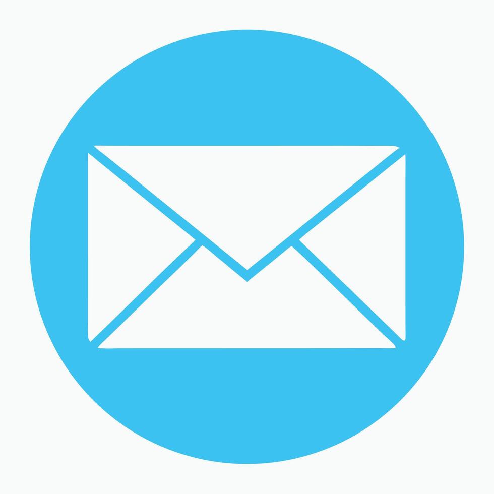 White Email Envelope Icon On A Blue Circular Background Communication Technology vector