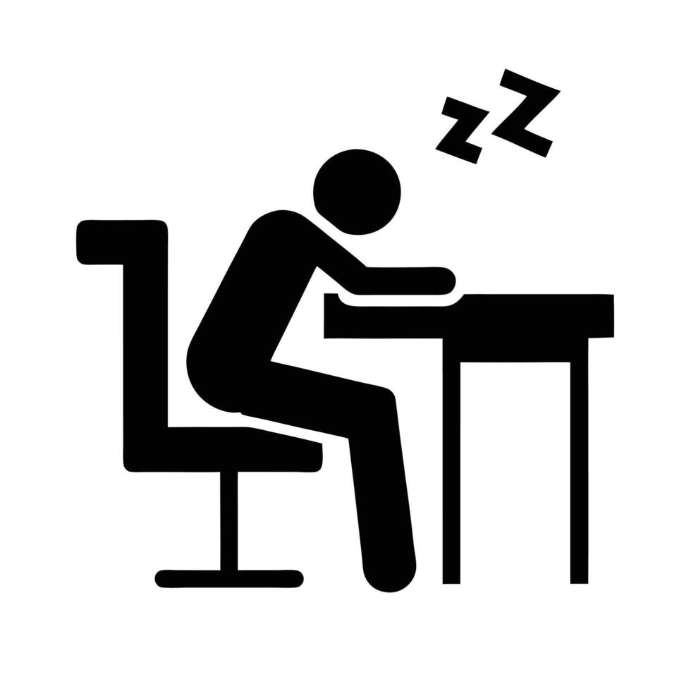 Tired Student Sleeping At Desk Illustration Exhaustion Education Icon vector