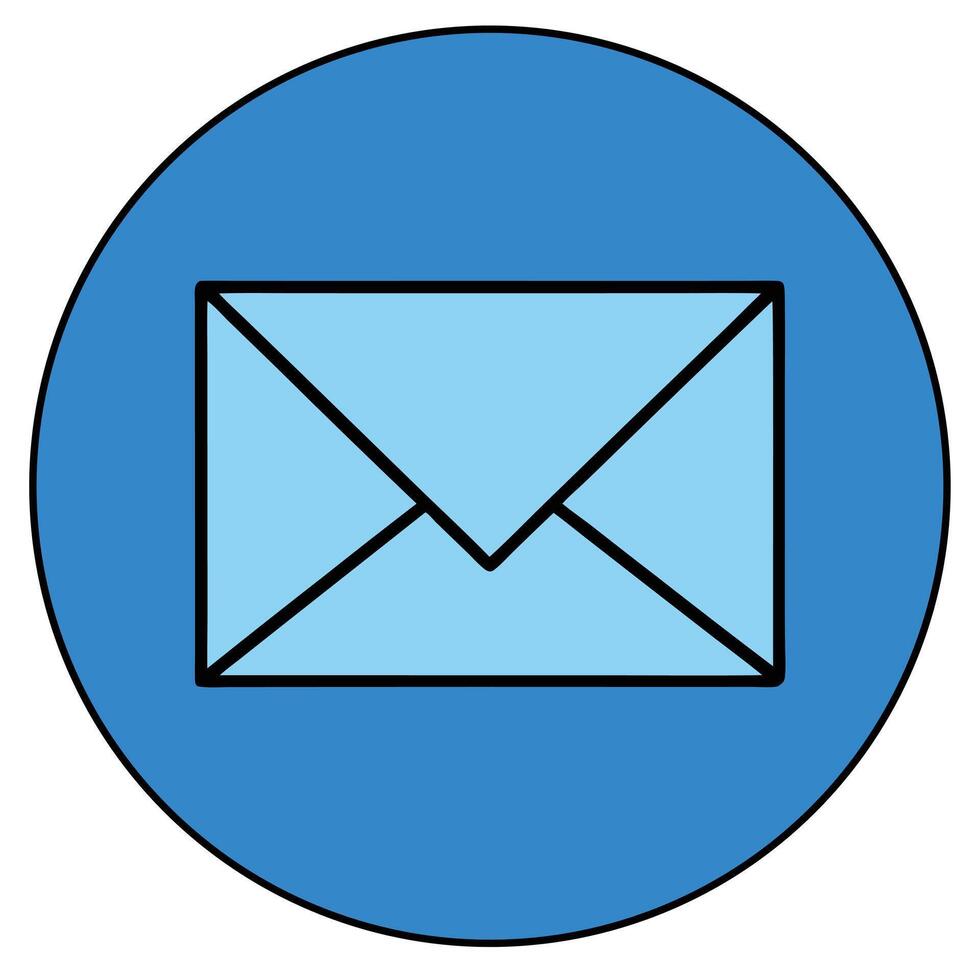 Blue Round Email Icon With Light Blue Envelope Symbol Illustration vector