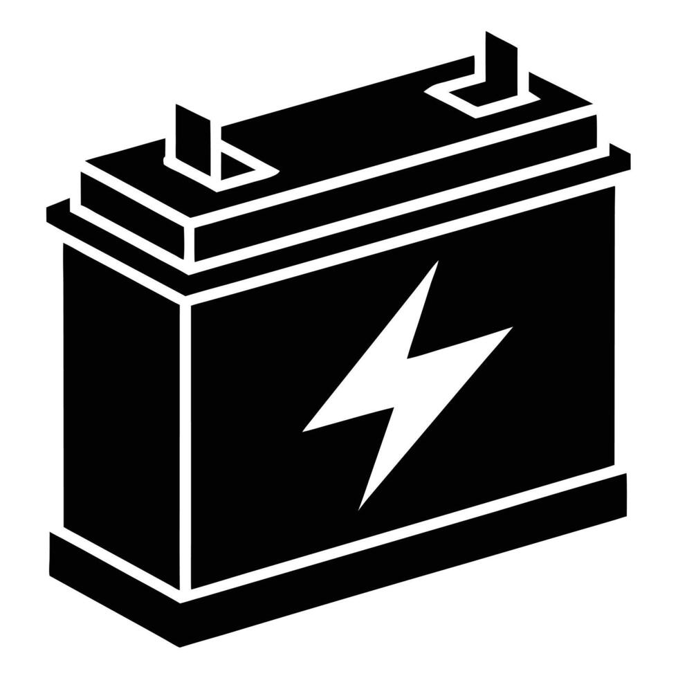 Black And White Car Battery Illustration Icon Symbol Design vector