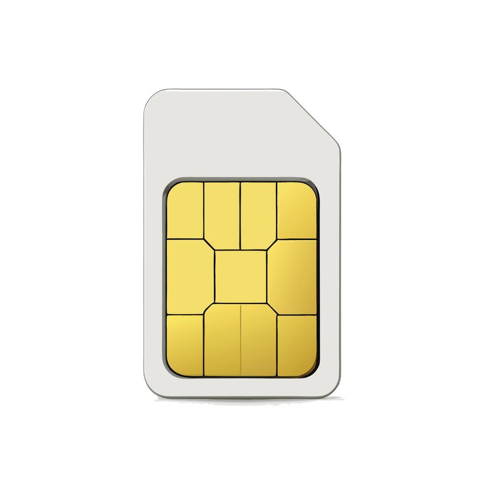 Single Sim Card Graphic Illustration Isolated On White Background Detailed vector