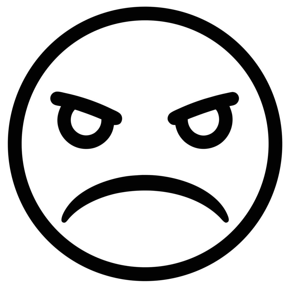 Angry Face Emoji Icon Graphic Illustration Black And White vector