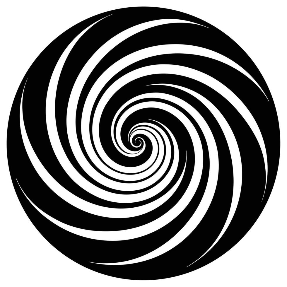Abstract Circular Swirl Pattern Design In Black And White Minimalist Style Illustration vector