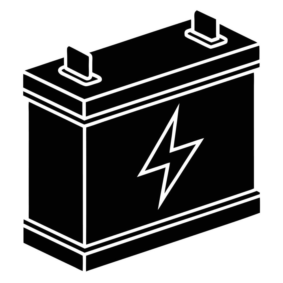 Black And White Car Battery Icon Representing Energy And Automotive Component vector