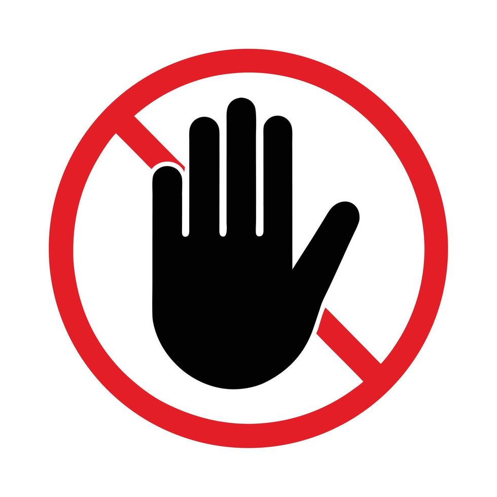 Do Not Enter Sign Featuring A Black Hand On A White Background vector