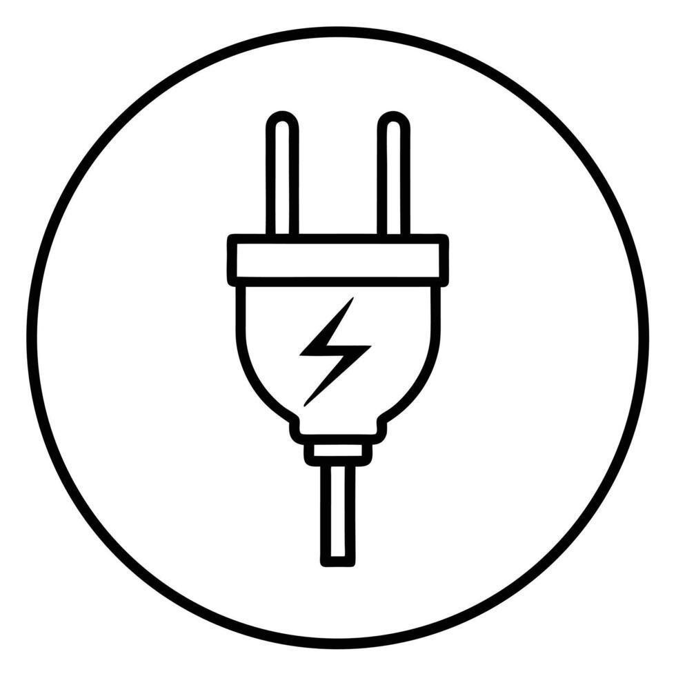 Electric Plug Icon Illustration In Minimalist Style For Energy And Power vector