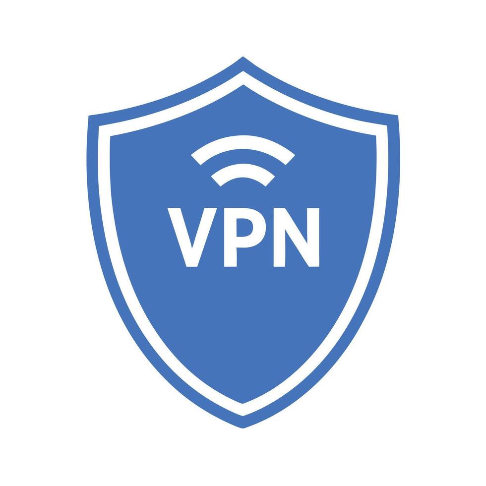Blue Shield Icon With Vpn And Wireless Symbol For Secure Connection vector
