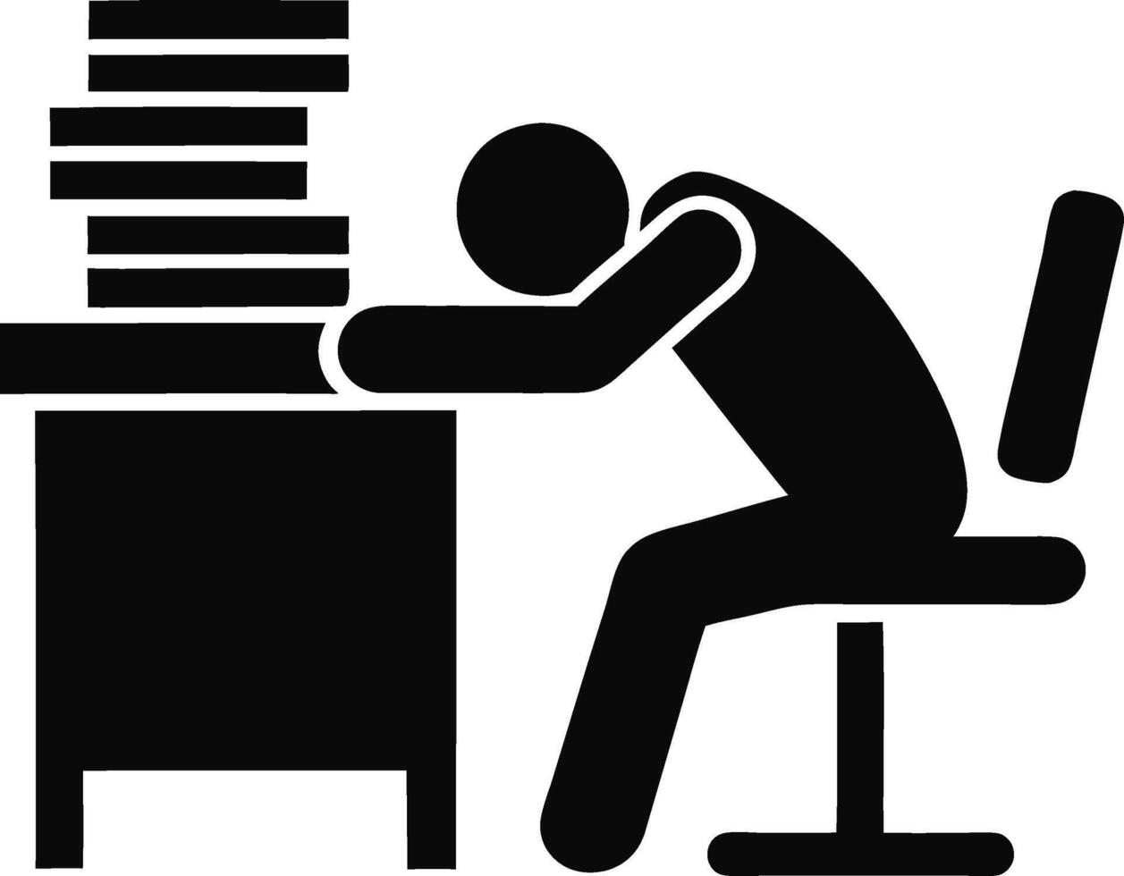 Exhausted Office Worker Depicts Overworked Employee Burnout Stress And Pressure Icon vector