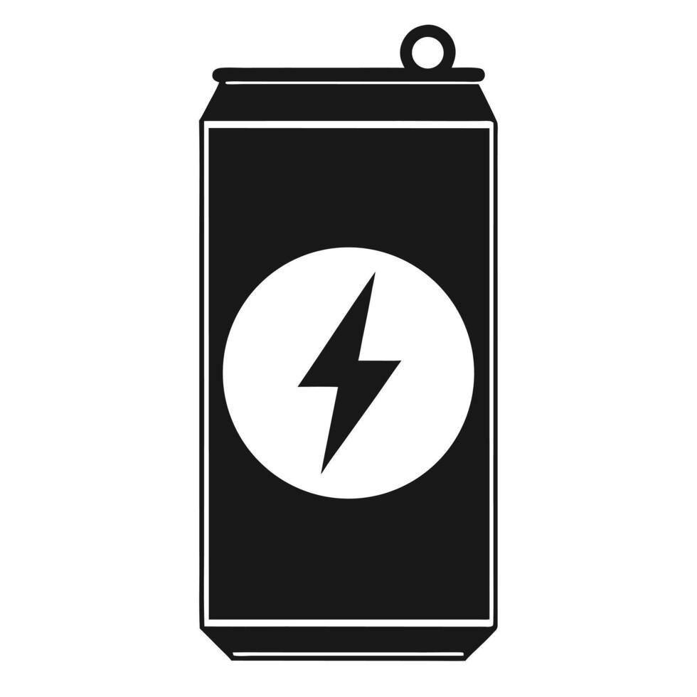 Minimalist Black And White Energy Drink Can Illustration Art Style vector