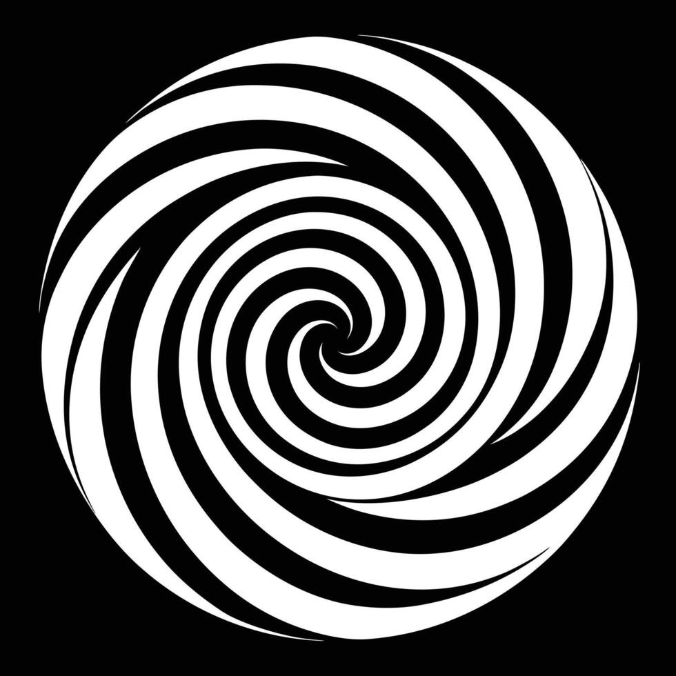 Hypnotic Spiral Pattern Black And White Geometric Optical Illusion Illustration vector