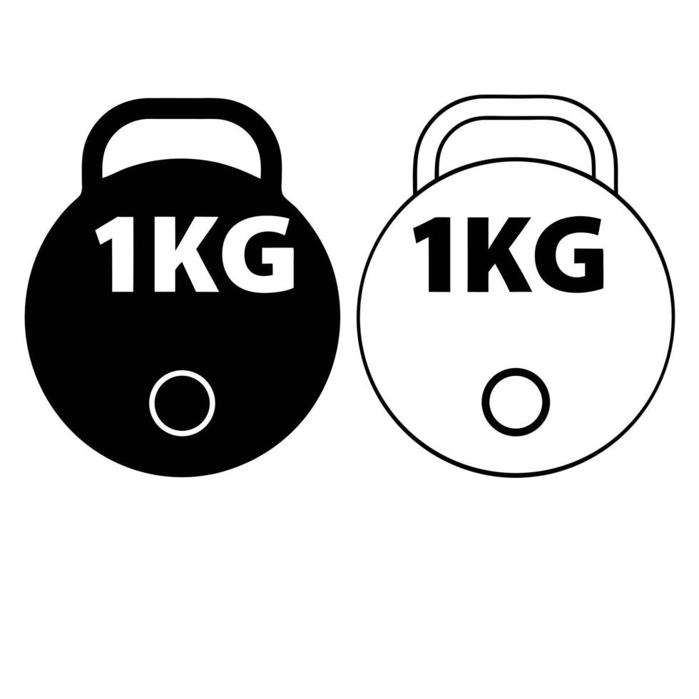 Black And White One Kilogram Kettlebell Illustration Weight Training And Fitness vector