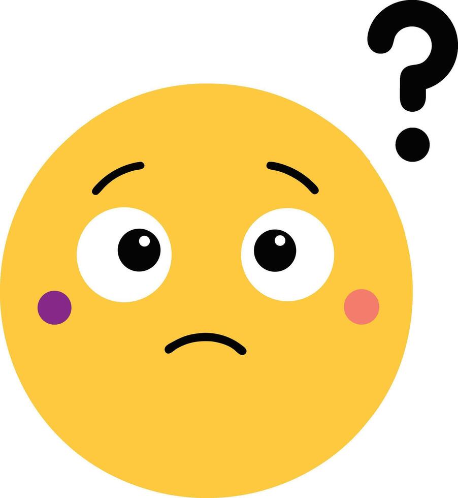 Confused Yellow Emoji Face With A Question Mark Icon Illustration Isolated vector