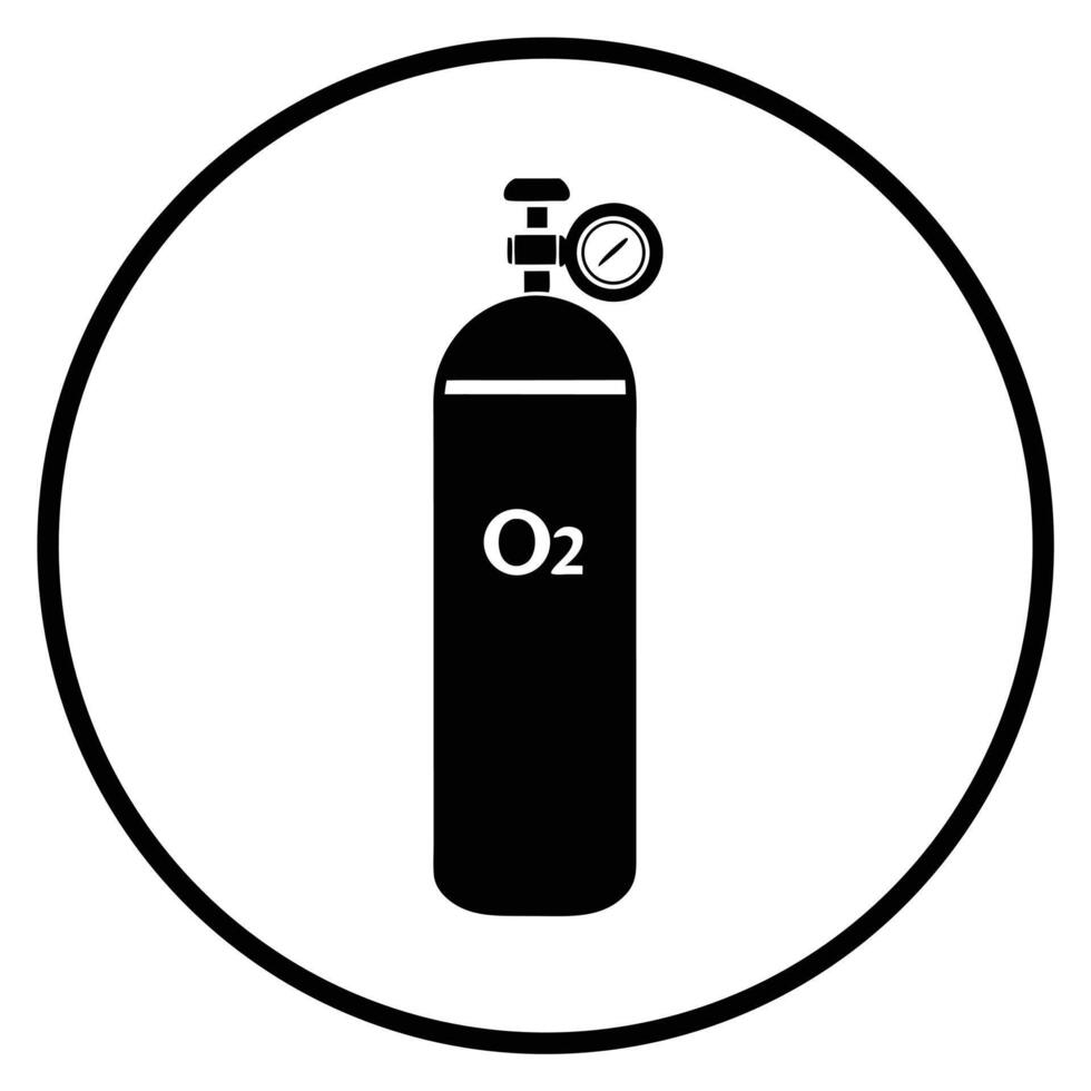Oxygen Tank Symbol Black And White Medical Respiratory Equipment Gas Cylinder Icon vector