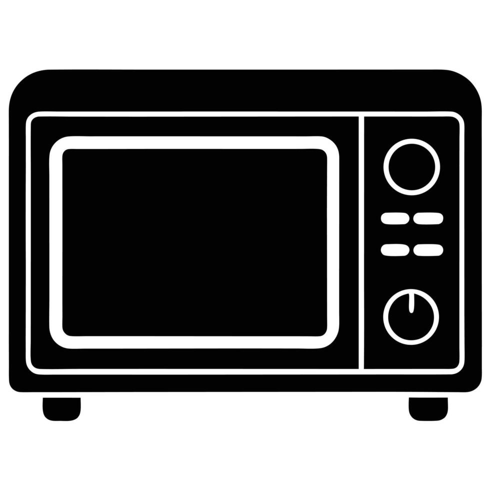 Black And White Icon Of A Modern Microwave Oven For Kitchen Use vector