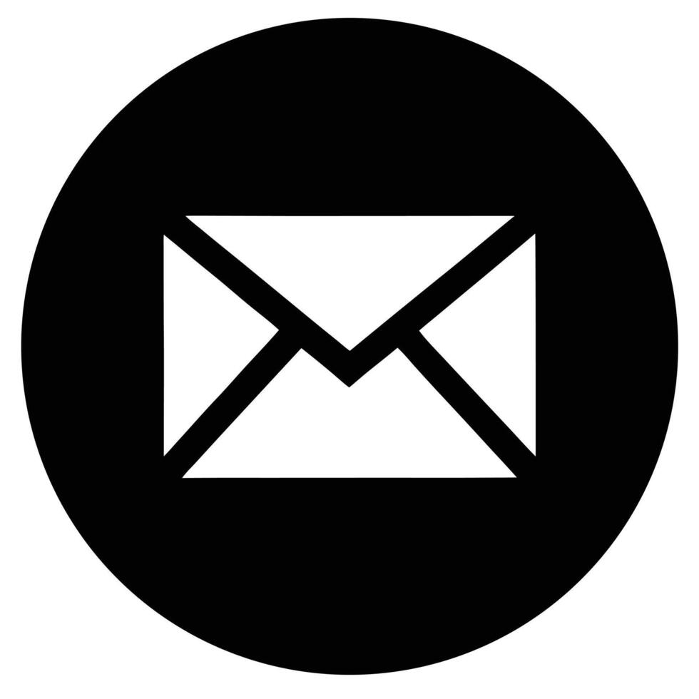 Illustration Of Envelope In Black Circle Signifying Email Communication vector