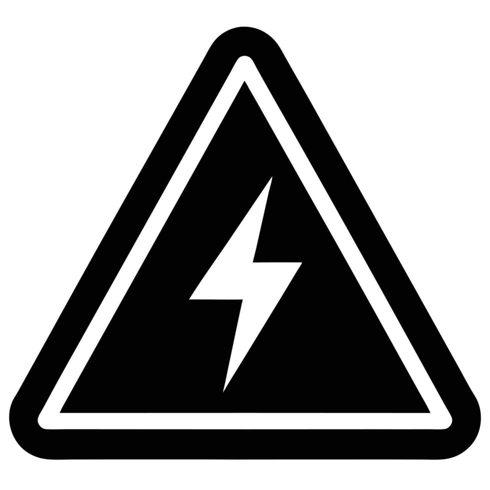Black And White Danger Sign With Thunderbolt For Electrical Hazard Warning Symbol vector