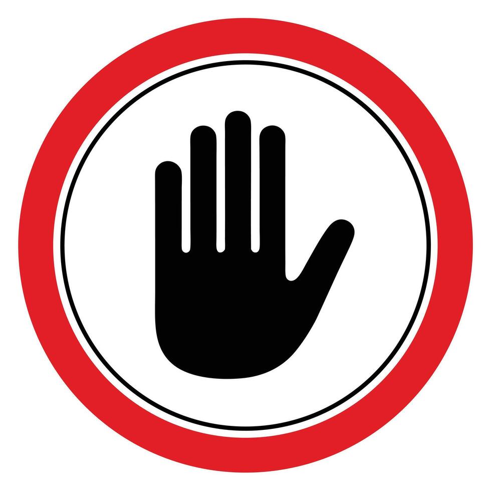 Hand Stop Sign Symbol Warning Danger Restriction Prohibition Caution Palm vector