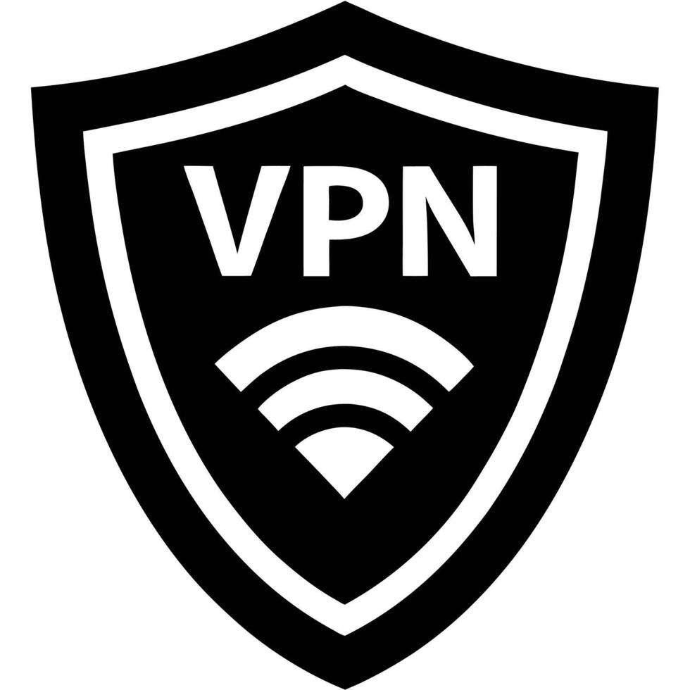 Vpn Secure Connection Shield Icon Internet Privacy Protection Security Concept Black And White vector