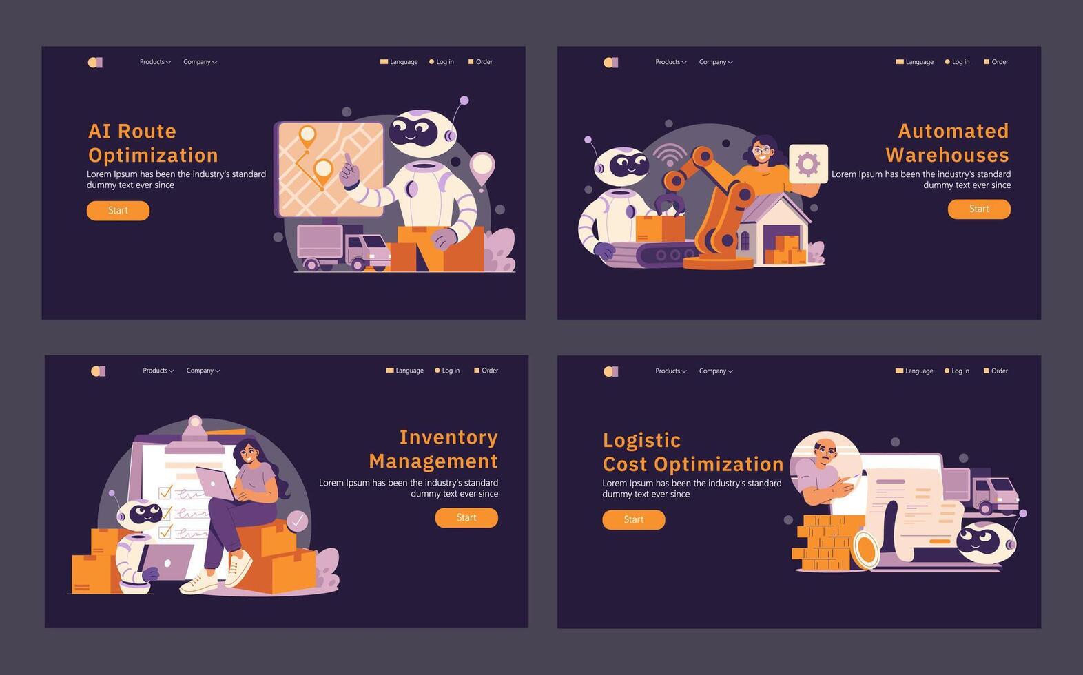 AI In Logistic. Flat Illustration vector