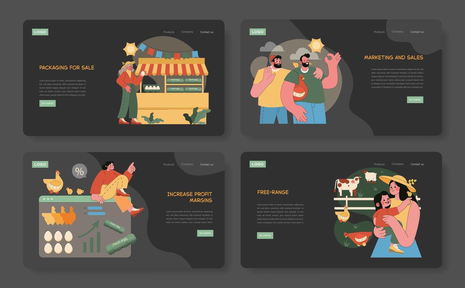 Egg Farm. Flat Illustration vector