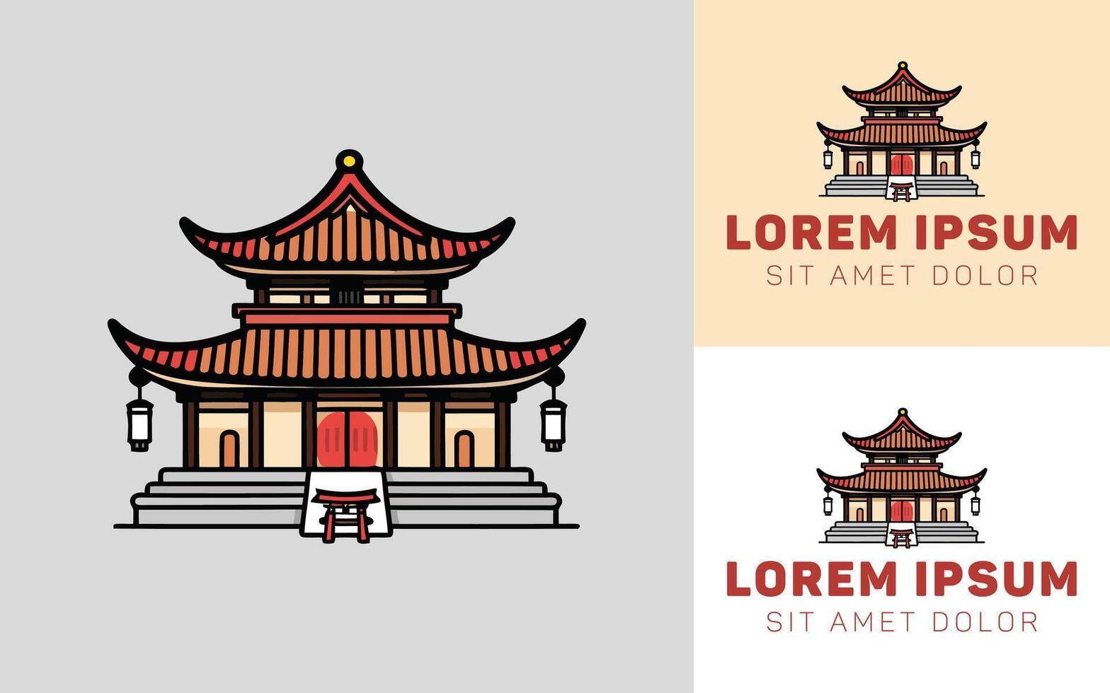 Elegant Temple of Japan Logo Icon in Flat Modern Style vector
