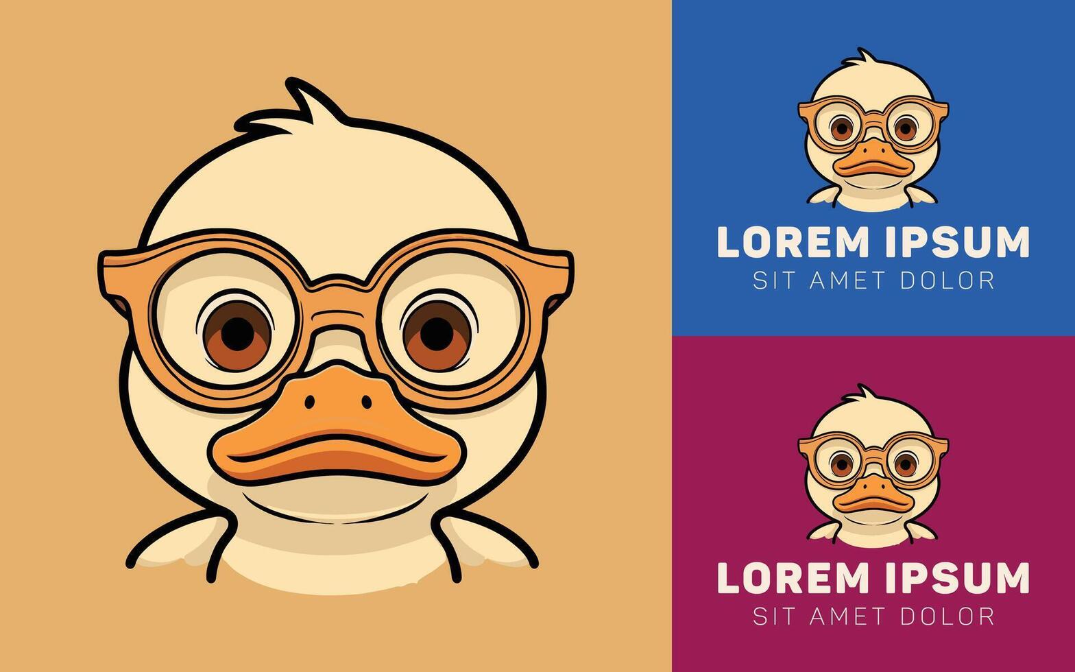Chubby Yellow Duck Icon with Nerdy Eyewear Style vector