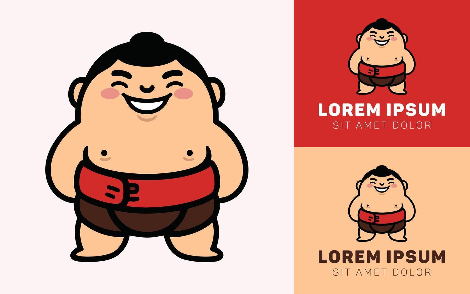 Adorable Sumo Character Icon in Flat Japanese Style Design vector