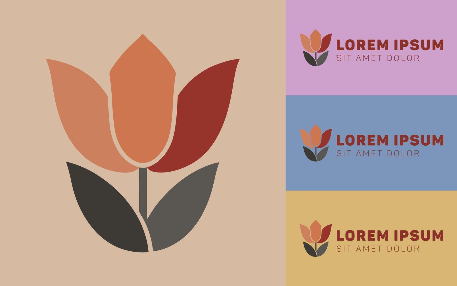 Contemporary Minimalist Tulip Design in Bold Red and Yellow Colors vector