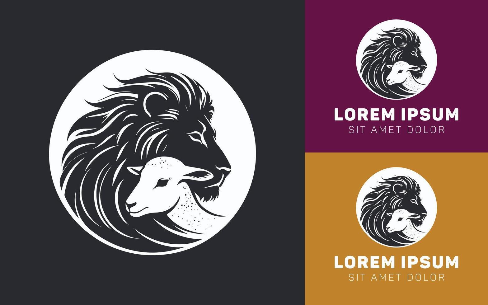 Christian-Inspired Lion and Lamb Logo with Elegant and Simple Lines vector