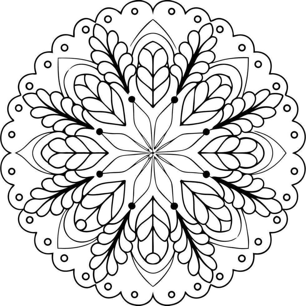 Simple Round Mandala Design to Color for Adults vector