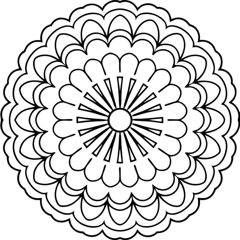 Fast Coloring Mandala Page with Simple Geometry vector