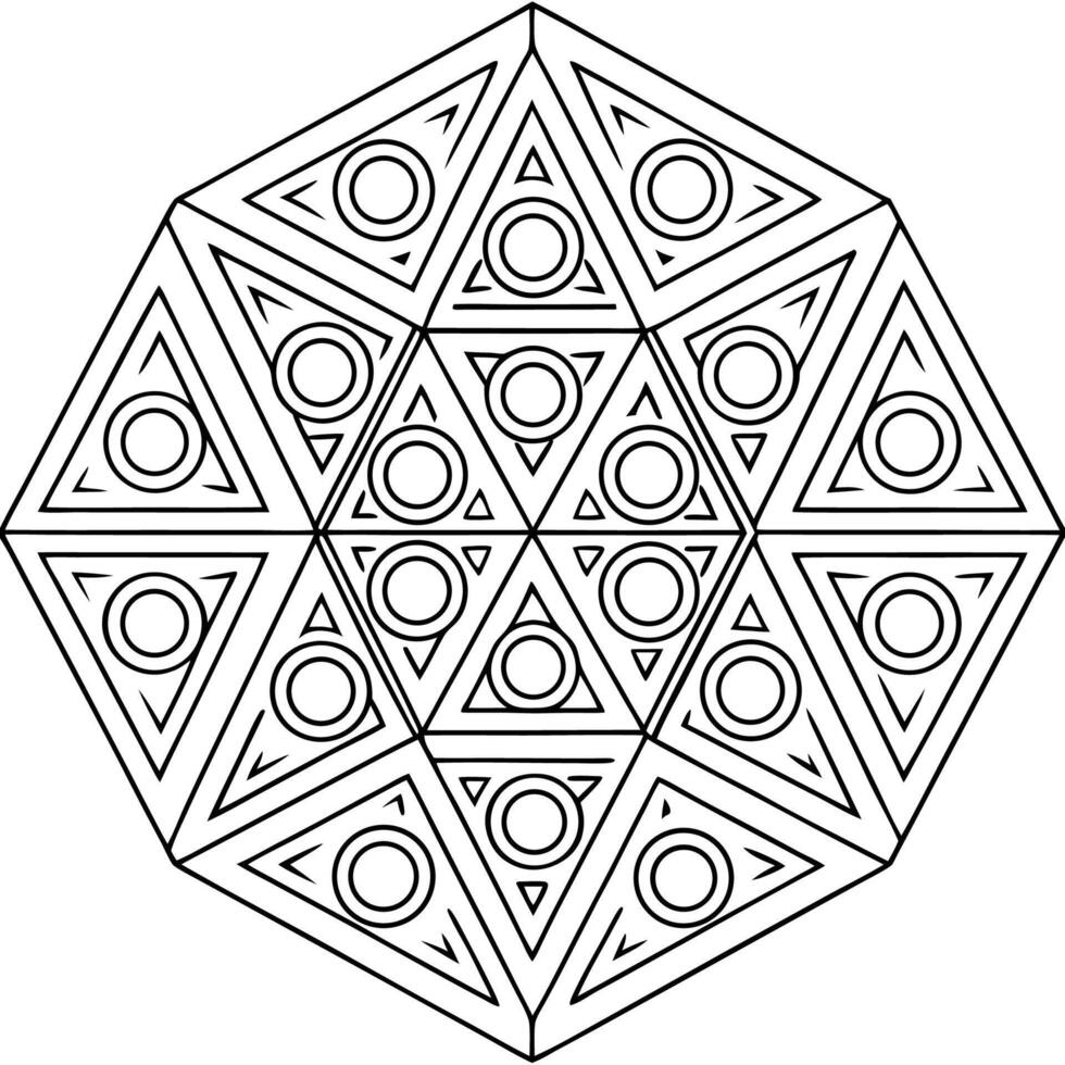 Mindful Coloring Page Featuring Repeating Geometric Elements vector