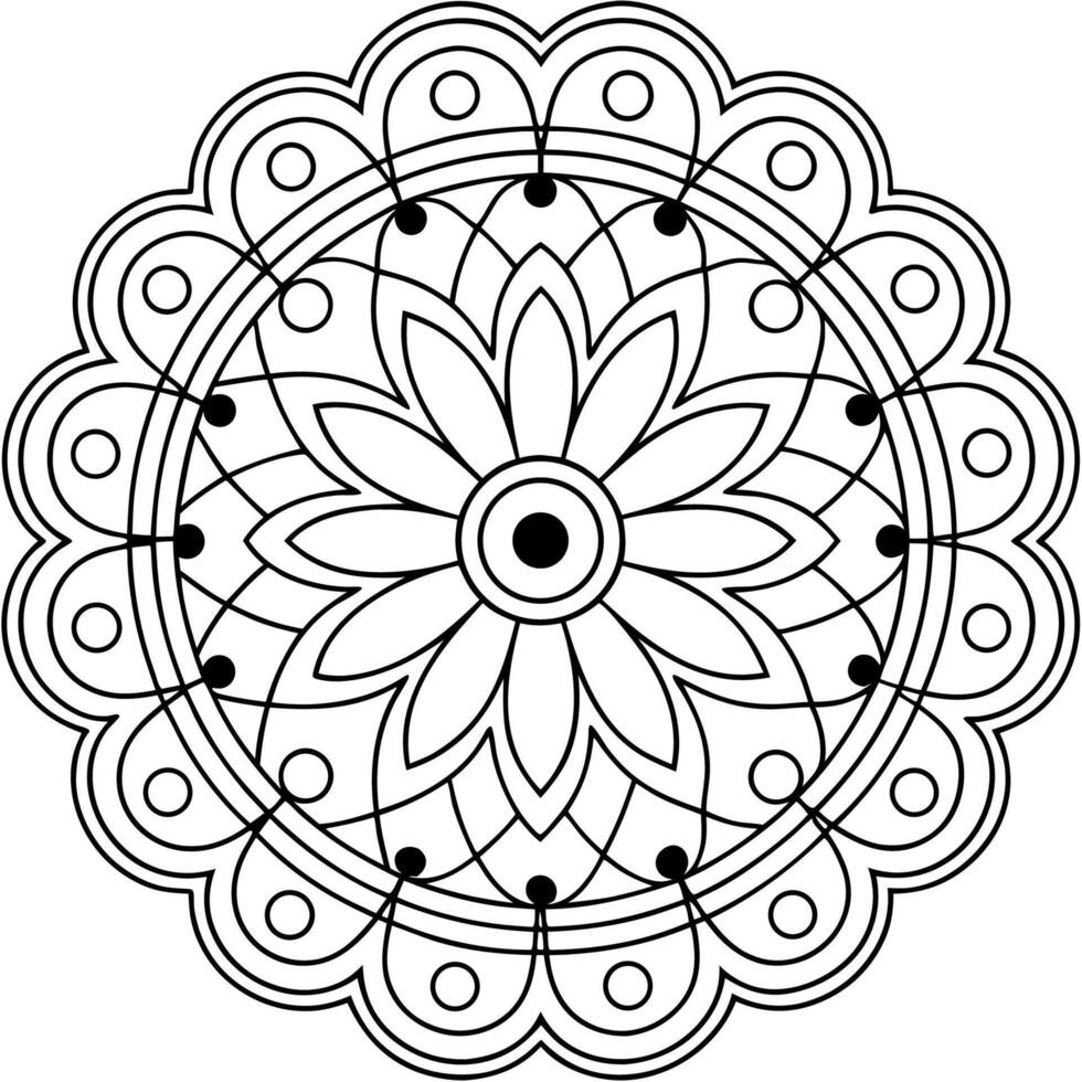 A beautiful, symmetrical mandala design, created with bold black lines on a white background. vector