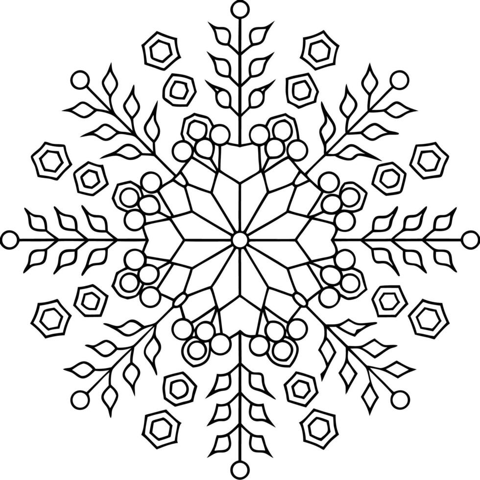 mandala with a six pointed snowflake vector