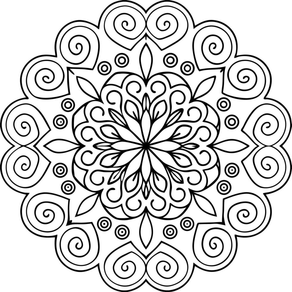 Intricate Black and White Mandala Design for Coloring vector