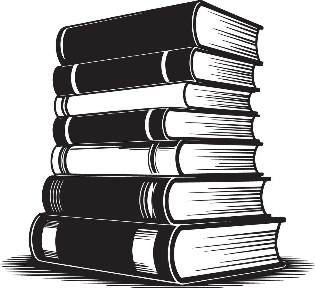 Stack of Books Silhouette, Knowledge and Education Icon vector
