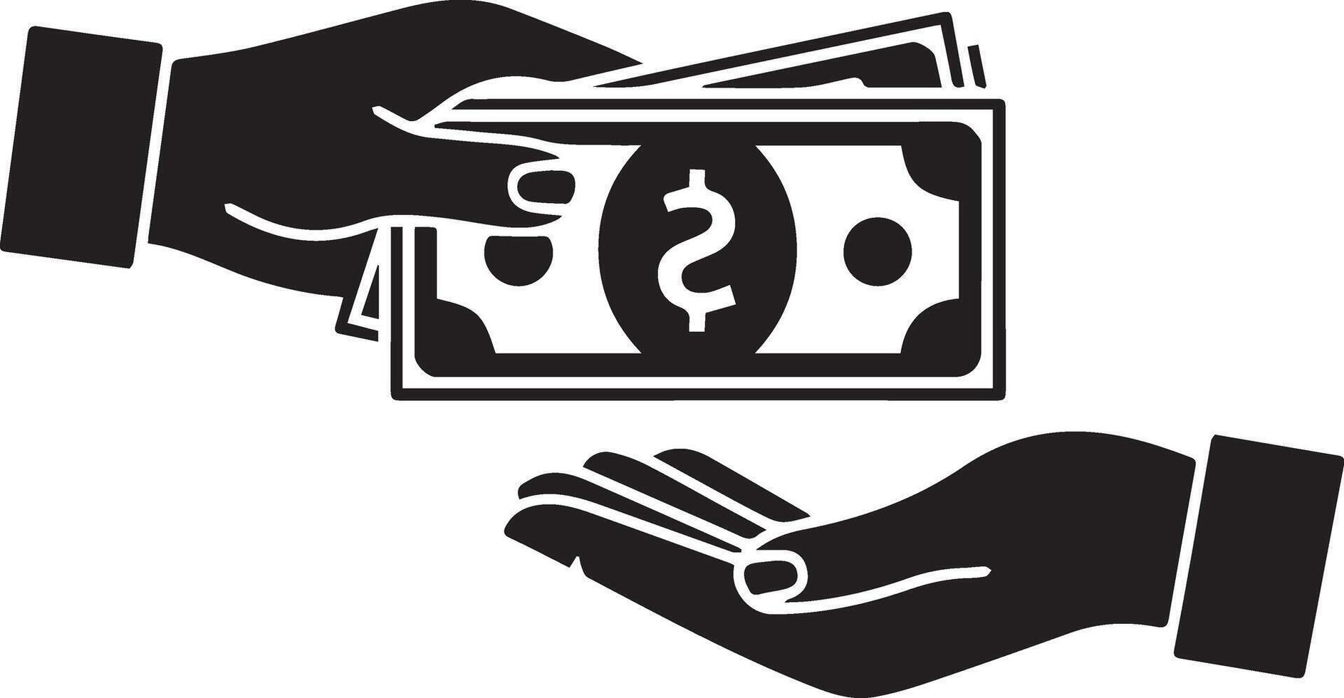 Hand giving Money Silhouette art illustration vector