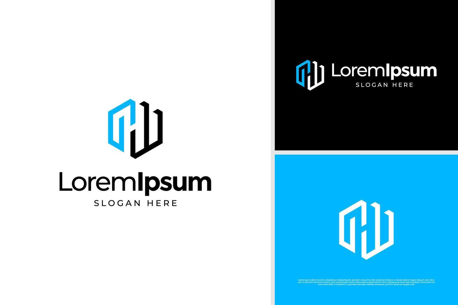 Geometric minimalist letter P and W business logo design template vector