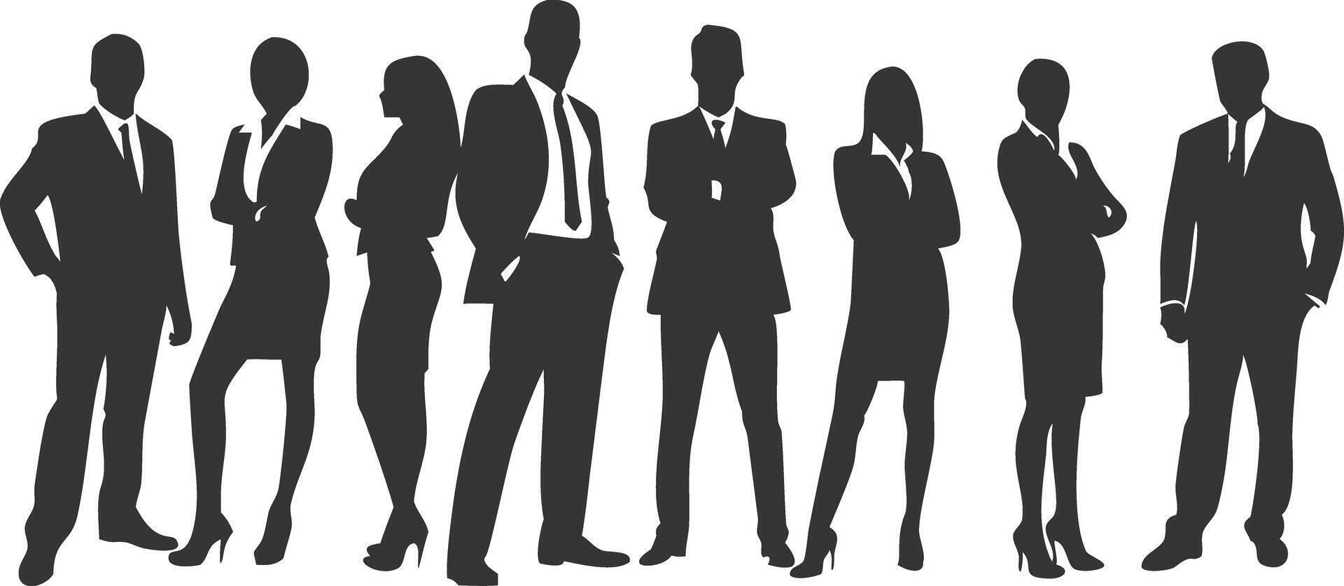 Silhouettes of people standing together in a group vector