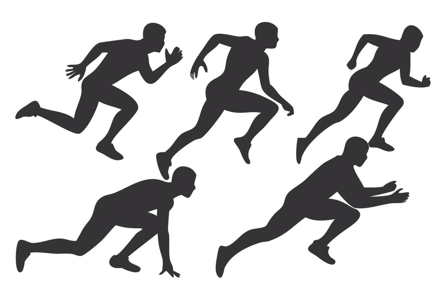 Dynamic Running Silhouettes of Men in Motion Art vector