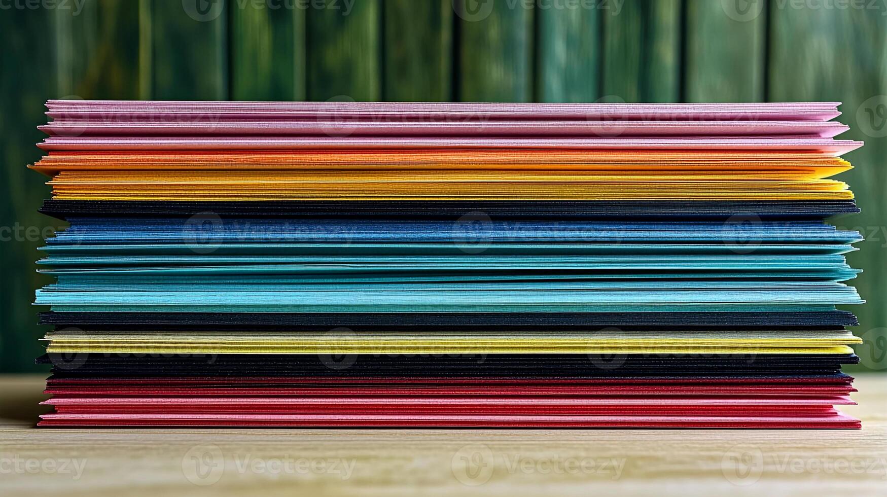 A stack of colorful paper on a table photo