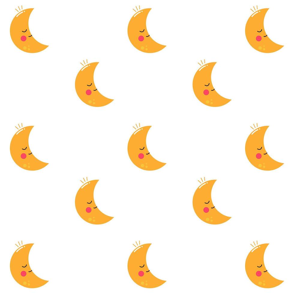 Delicate pattern for children's room, clothes or textiles with a funny moon vector