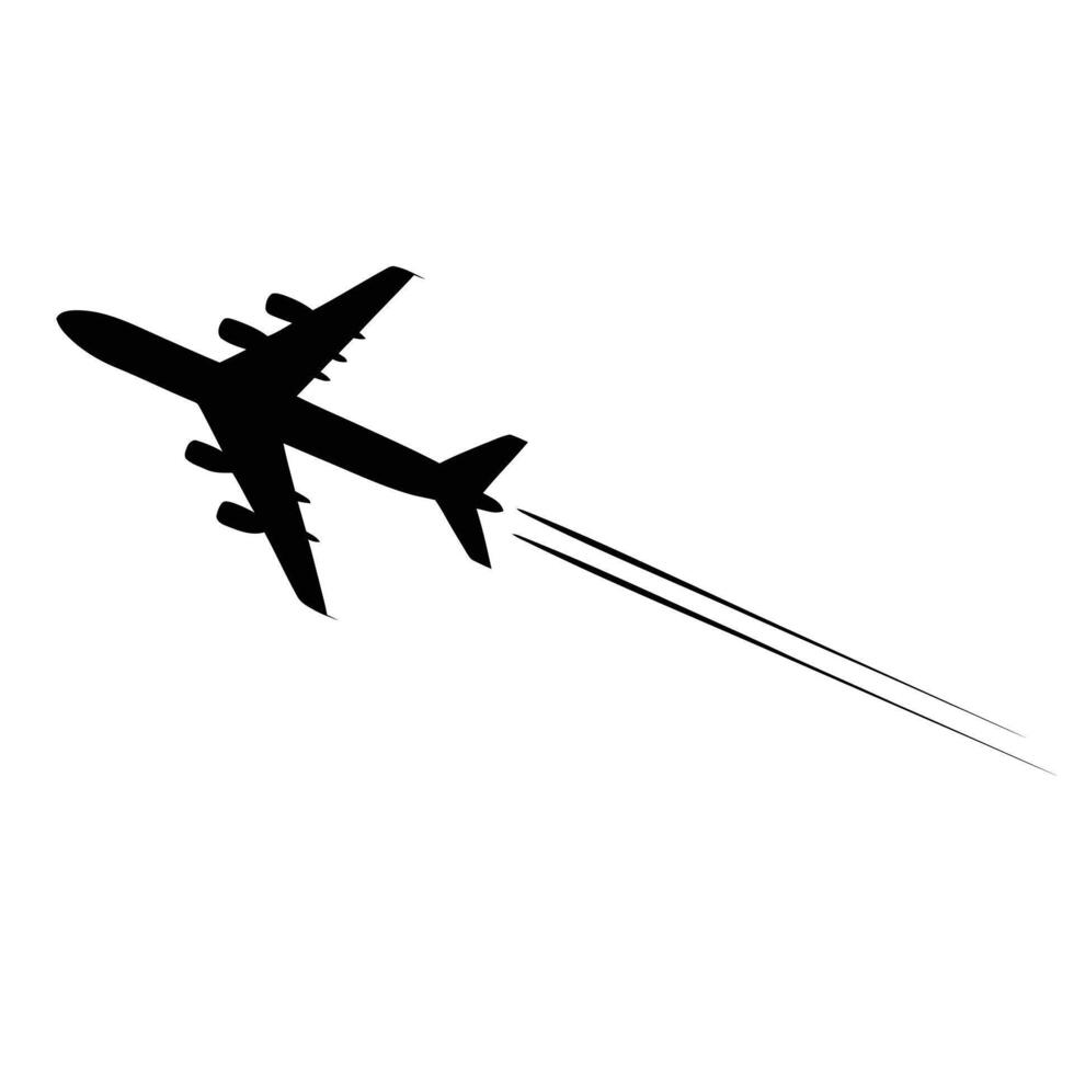 Airplane Silhouette with Contrail, Symbol of Travel and Speed vector