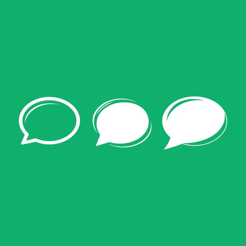 White Speech Bubble Icons on Green Background Representing Communication vector