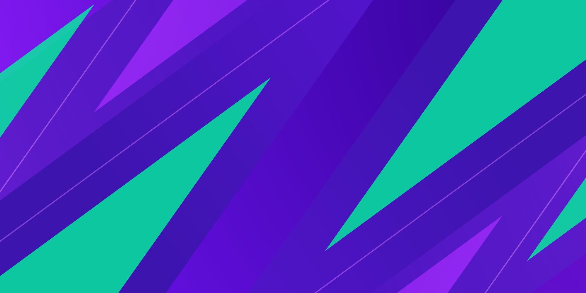 Abstract colorful green and purple triangle sporty background. Overlap triangle shapes with shadow and lines pattern. vector