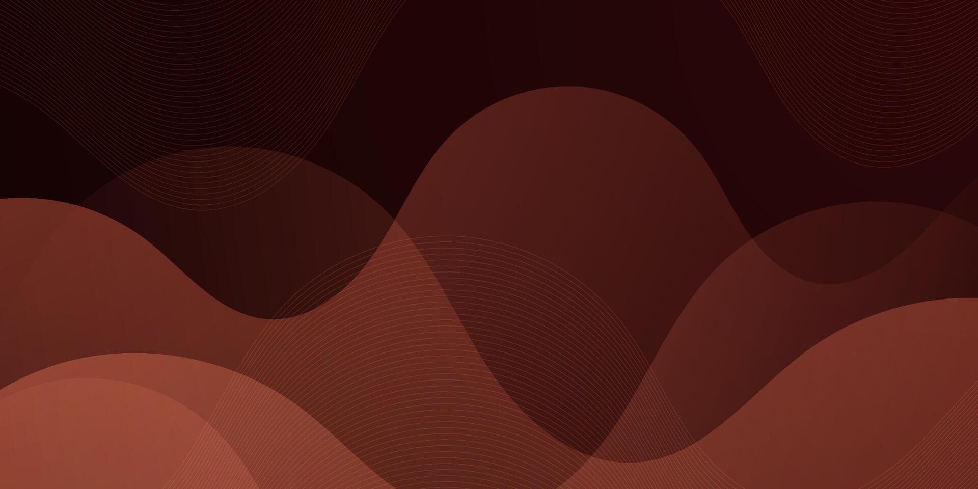 Abstract dark brown wave background. Wave pattern with lines. Simple banner background. vector