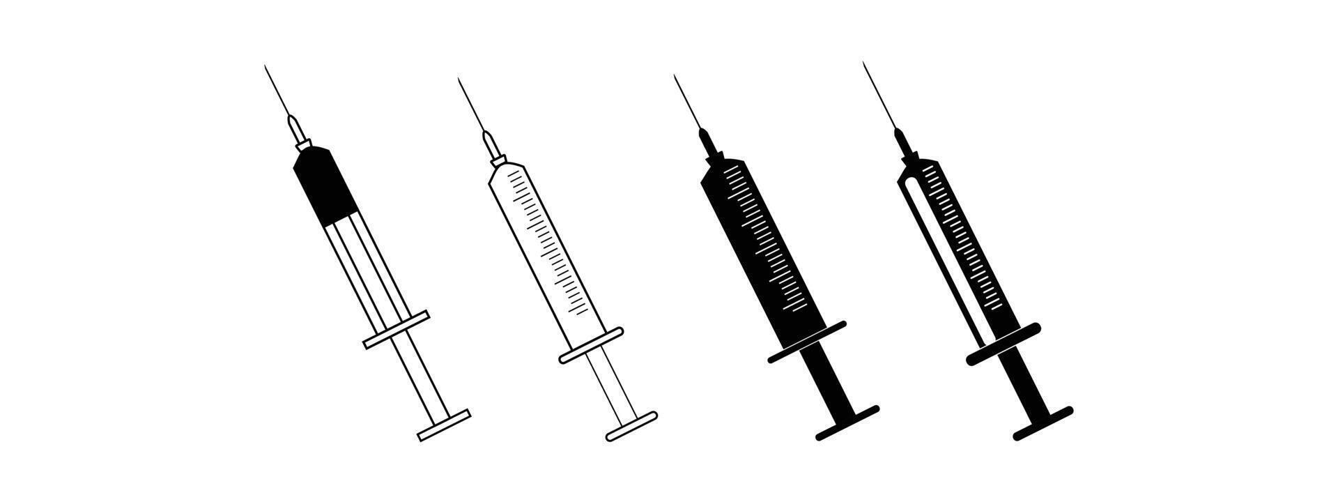 flat style Syringe Injection Medical Outline Icon set. vector