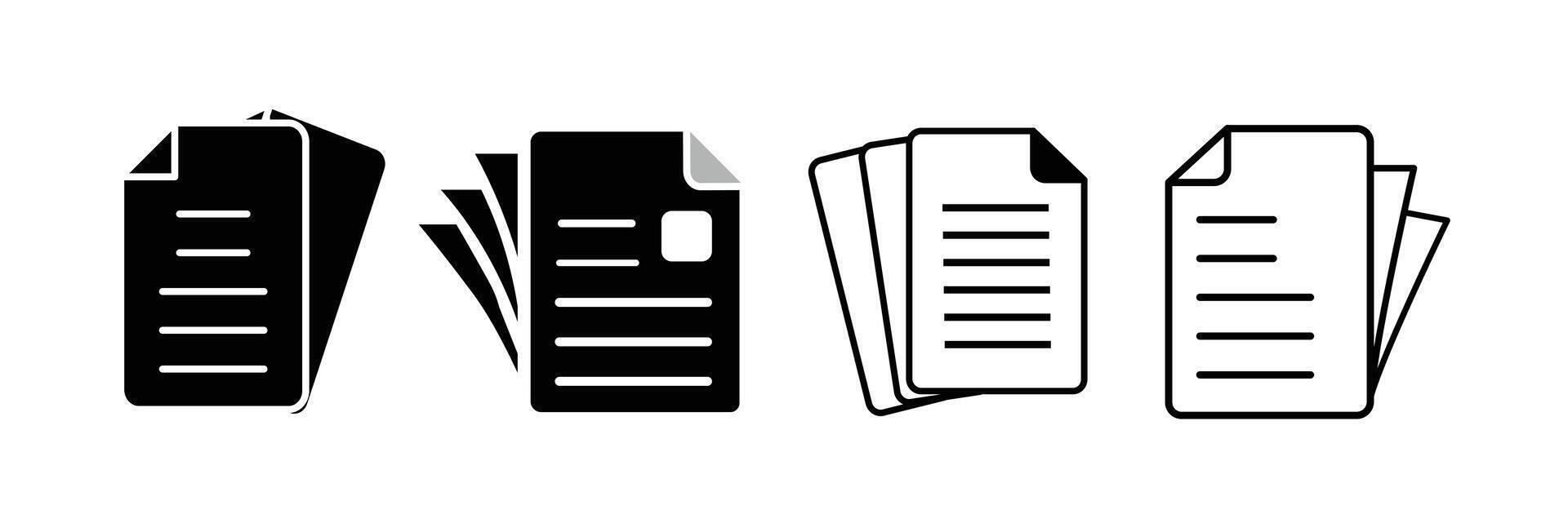 Document icon isolated graphic. Paper document page icons element. Agreement file symbol. vector