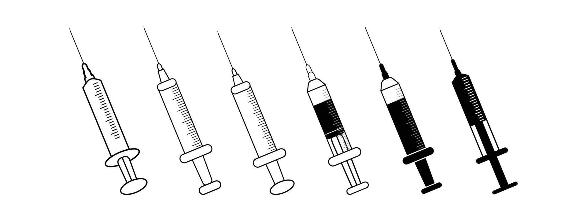 inject Icon with outline, glyph, and filled outline style. Syringe Injection Medical Icon. injection Syringe Outline Icon collections. vector