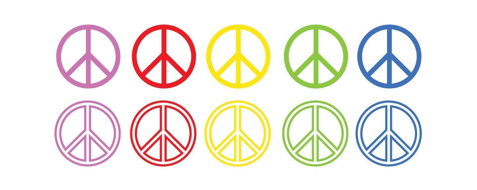 Peace Symbol or icon in different style and color. vector